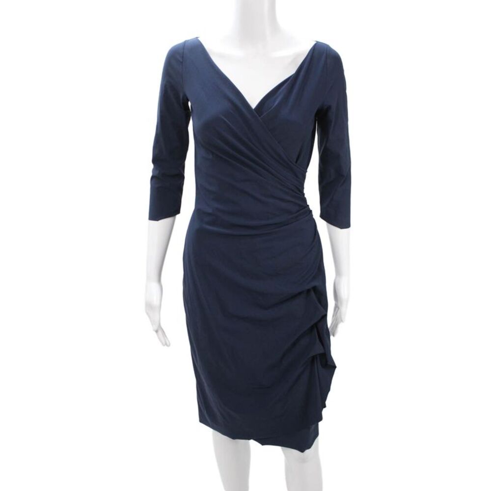 La Petite Robe di Chiara Boni Womens Wrap Dress Dark Blue 3/4 Sleeve Size 42